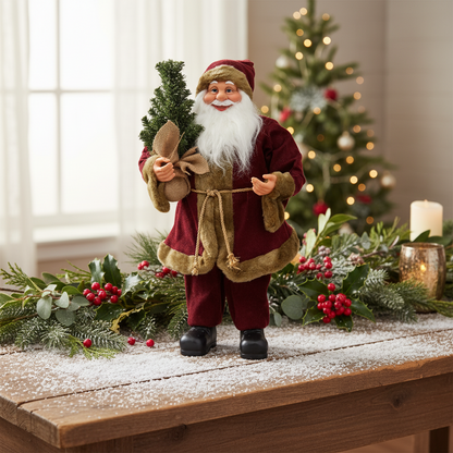Standing Santa with Christmas Tree 45cm