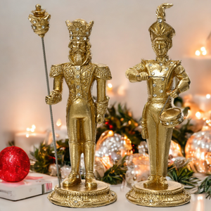 Set of 2 Gold Nutcracker Soldiers