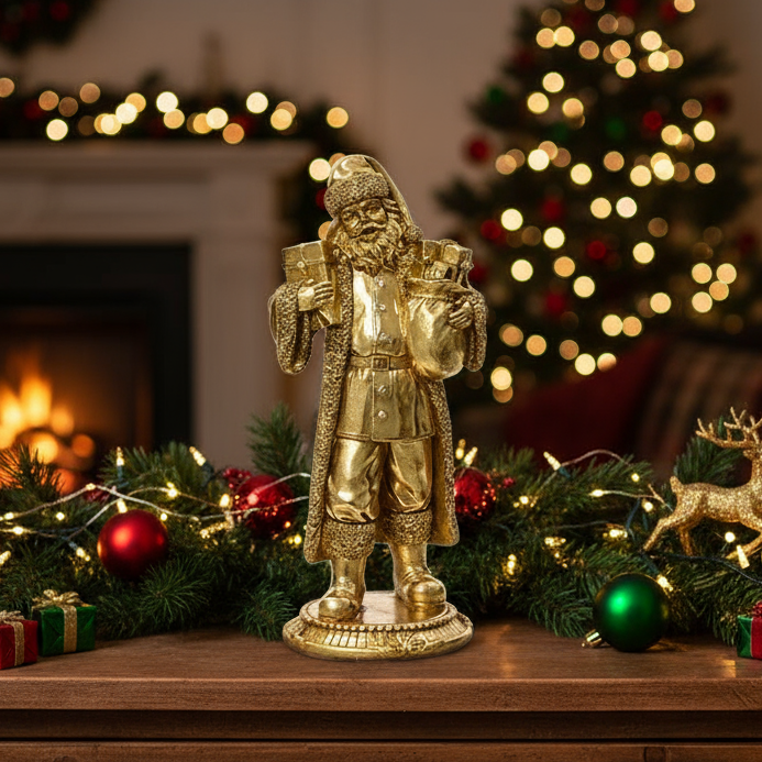Gold Santa Christmas Ornament 28.5cm