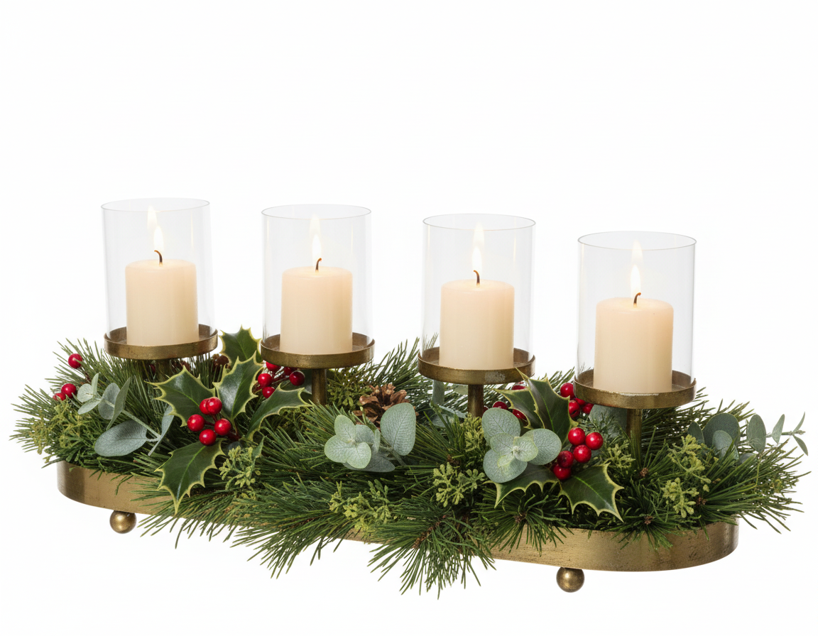 Antique Gold Vintage Style Christmas Candle Holder