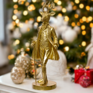 Gold Stag Christmas Ornament