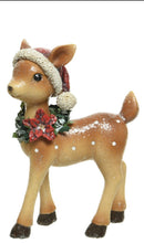 Load image into Gallery viewer, Christmas Deer with Santa Hat Ornament

