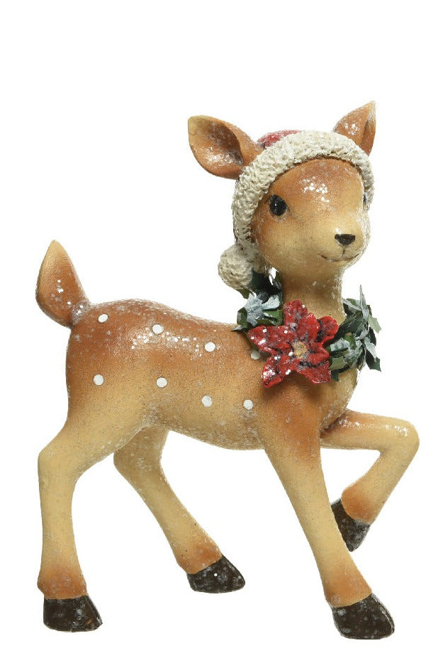 Christmas Deer with Santa Hat Ornament