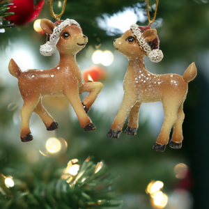 Set of 2 Christmas Baby Reindeer Hanging Decoration