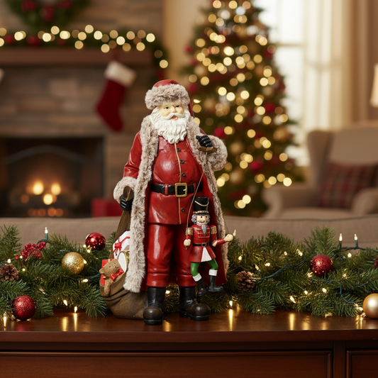 Santa with Traditional Christmas Toys Ornament 38cm