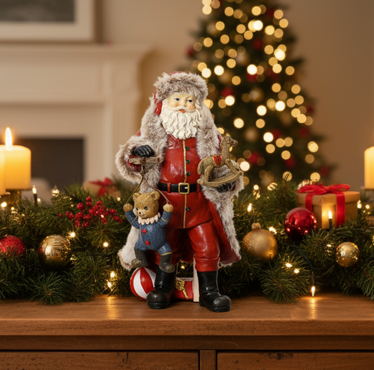 Santa with Traditional Christmas Toys Ornament 22cm