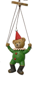 Hanging Puppet Style Teddy Bear Christmas Decoration