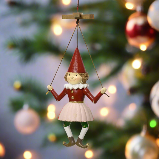 Hanging Puppet Style Doll Christmas Decoration 14.5cm