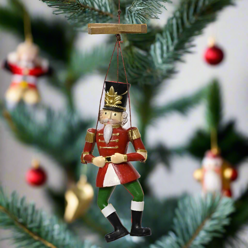 Hanging Puppet Style Nutcracker Christmas Decoration 14.5cm