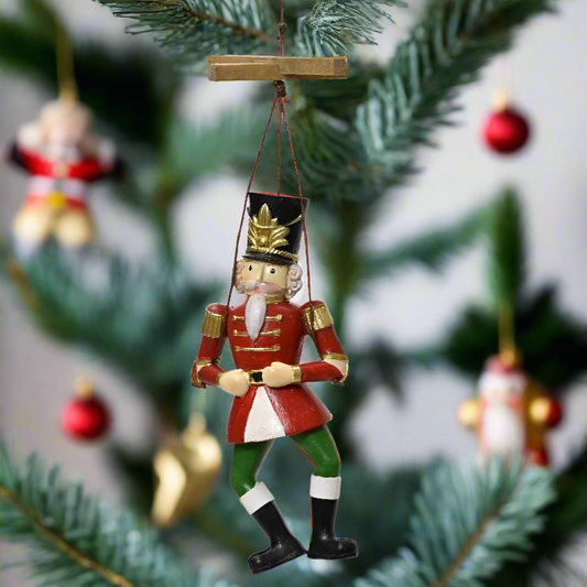 Hanging Puppet Style Nutcracker Christmas Decoration 14.5cm