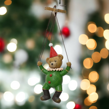 Load image into Gallery viewer, Hanging Puppet Style Teddy Bear Christmas Decoration
