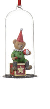 Load image into Gallery viewer, Hanging Glass Cloche with Teddy Bear Christmas Decoration
