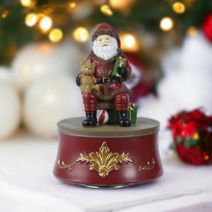Santa with Presents Christmas Music Box