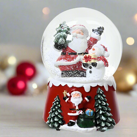 Santa and Snowman Scene Snow Globe