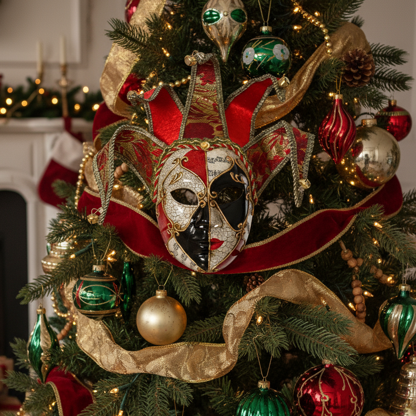 Harlequin Mask Christmas Decoration