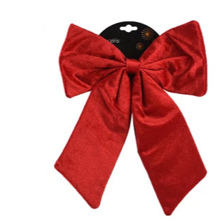 Red velvet bow on a white background