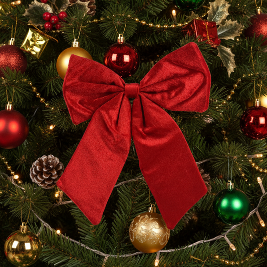 Red Velvet Christmas Bow 35cm