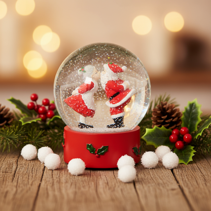 Mr and Mrs Claus Christmas Snow Globe