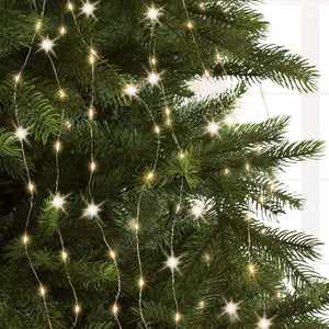 Lumineo Warm White Silver Wire Flashing Effect Tree Lights 210cm