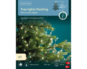Lumineo Warm White Silver Wire Flashing Effect Tree Lights 210cm