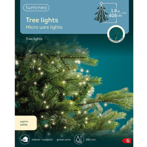 Lumineo Warm White Green Cable Tree Lights 180cm