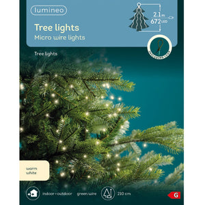 Lumineo Warm White Green Cable Tree Lights 210cm