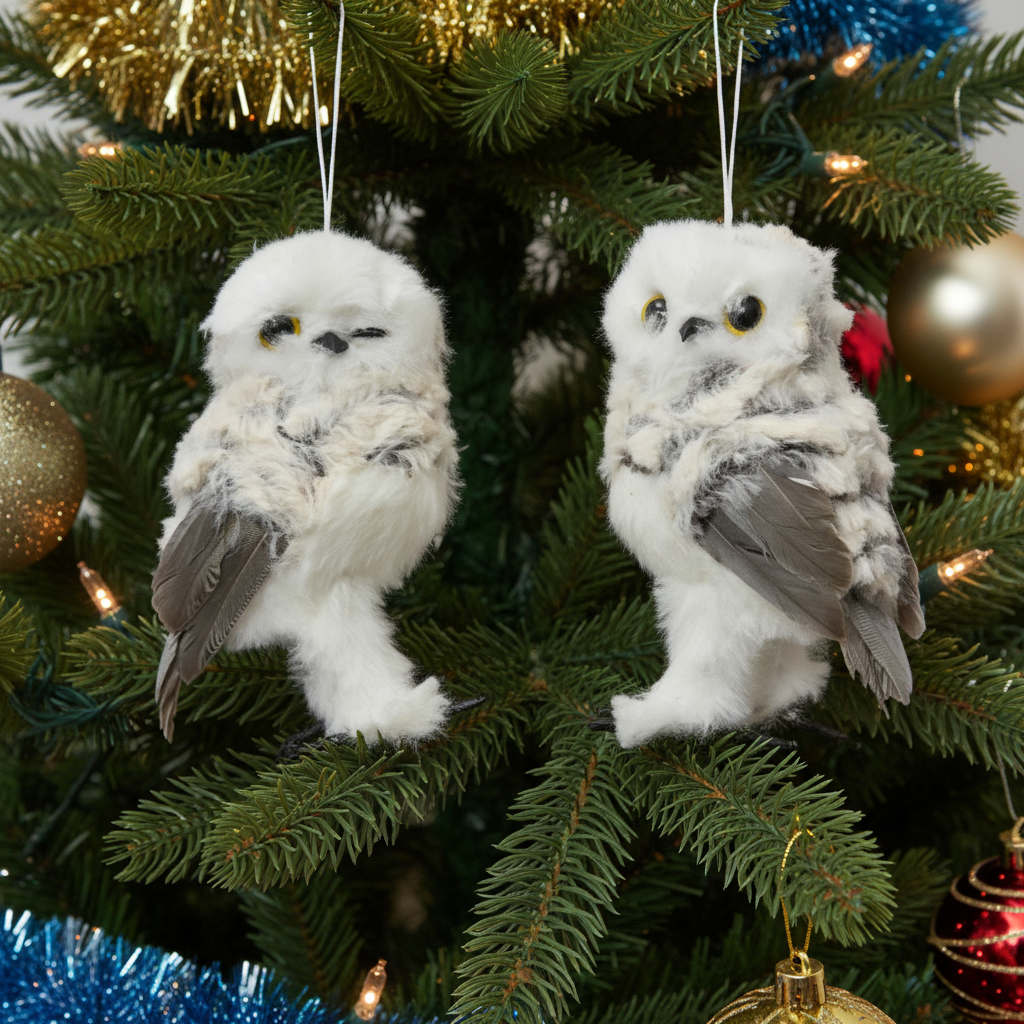 White Owl Hanging Christmas Decoration Assorted