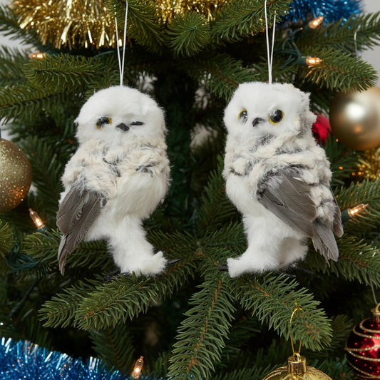 White Owl Hanging Christmas Decoration Assorted