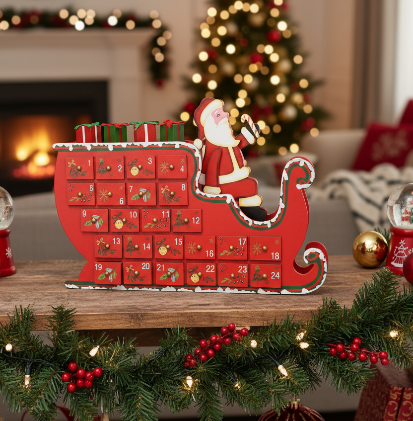 Santa With Sleigh Christmas Advent Calendar