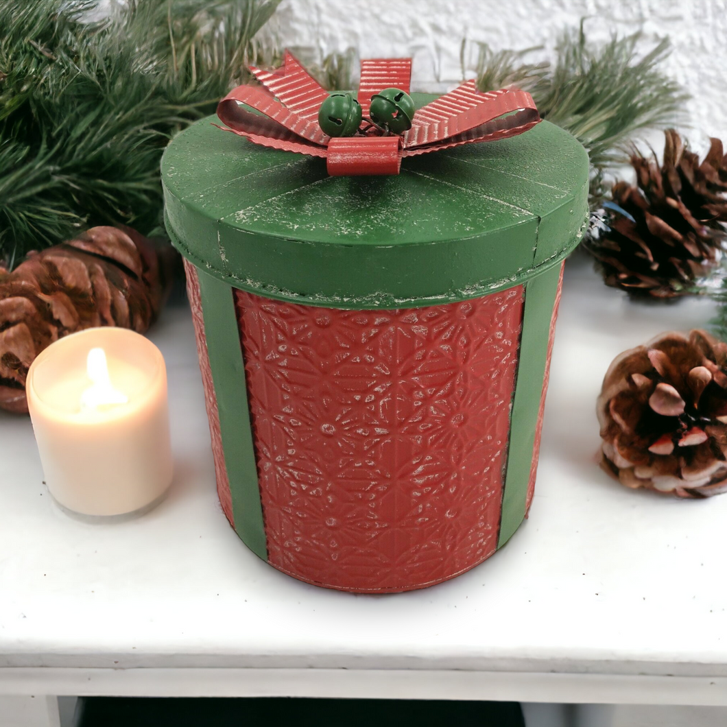 Festive Christmas Present Metal Storage Container