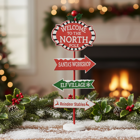 Welcome to the North Pole Metal Christmas Sign