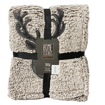 Stag Head Christmas Throw