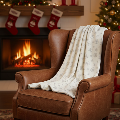 White Christmas Snowflake Throw