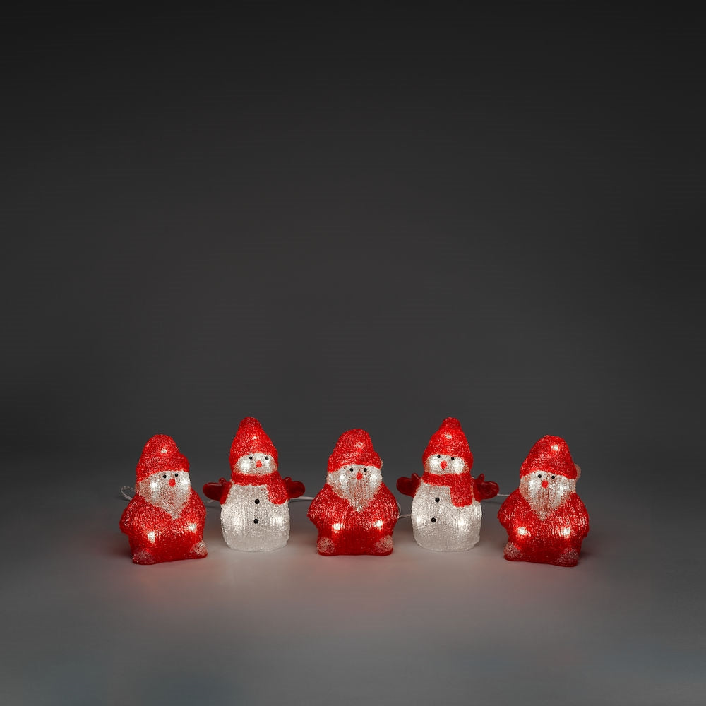 Konstsmide Acrylic 5 Piece Snowman and Santa Christmas Lights Set