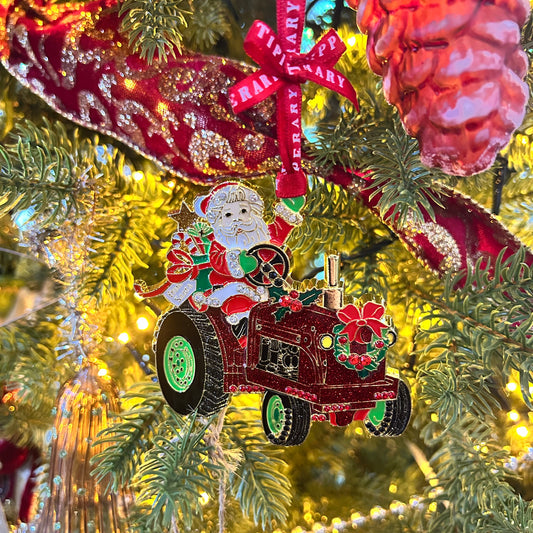 Santa Tractor Sparkle Christmas Decoration