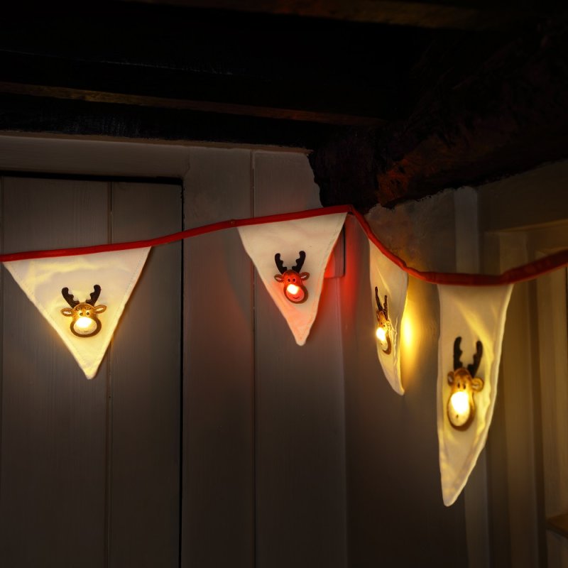 Light Up Fabric Reindeer Christmas Bunting