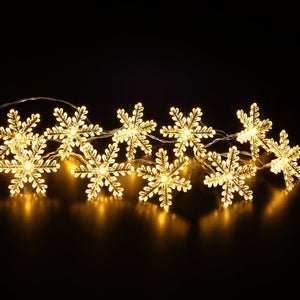 10 Snowflake LED Lit Christmas Garland