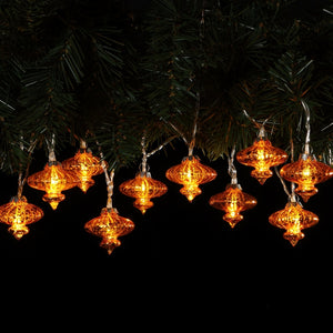 10 LED Lit Antique Effect Glass Shade Festive Garland