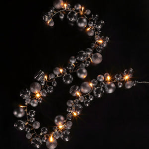 Silver Bauble Cluster Garland LED