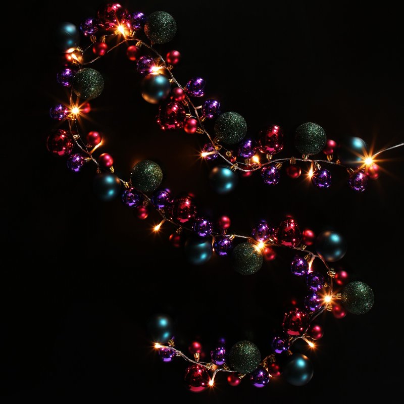 Christmas Multi Colour Bauble Cluster Garland LED
