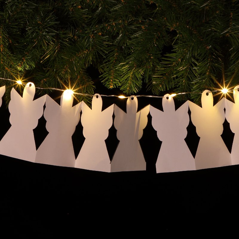 DIY Paper Cut Out Angel LED Festive Garland