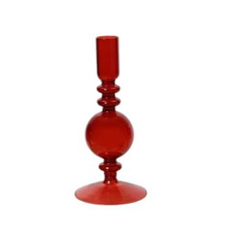 Red Transparent Glass Christmas Candle Holder 19cm