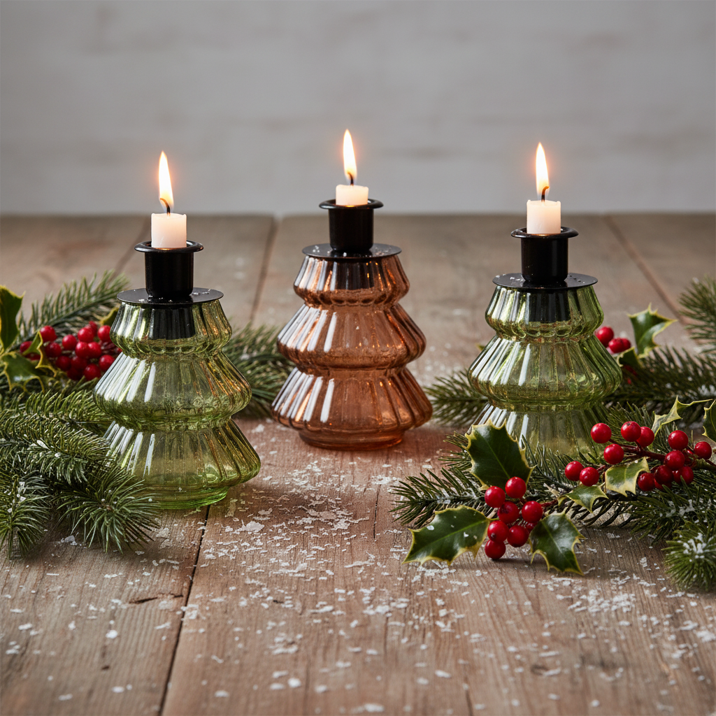 Christmas Tree Shape Glass Candle Holder