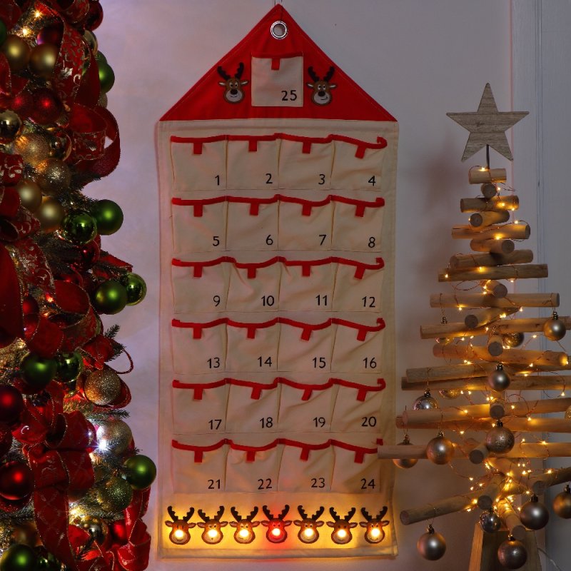 Lights Up Fabric Reindeer Christmas Advent Calendar