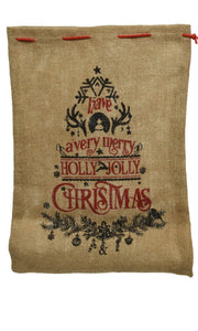 Holly Jolly Christmas Hessian Gift Bag