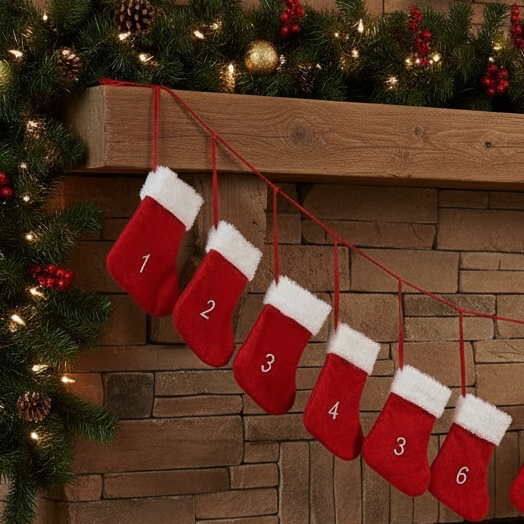 24 Stockings Advent Calendar Christmas Garland