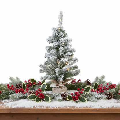 Snowy Imperial Pre-Lit Mini Christmas Tree in Hessian Bag 90cm