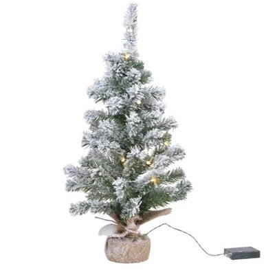 Snowy Imperial Pre-Lit Mini Christmas Tree in Hessian Bag 90cm