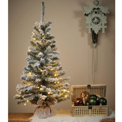 Snowy Imperial Pre-Lit Mini Christmas Tree in Hessian Bag 90cm