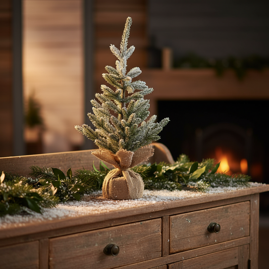 Snow Tipped Mini Christmas Tree in Hessian Bag 60cm